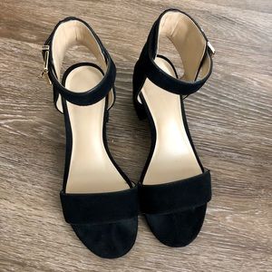 Saks Fifth Avenue Black Suede Block Heel Sandal